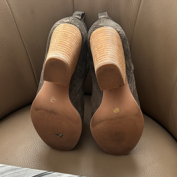 Khaki Snake Print Ankle Boots - Picture 8 of 9